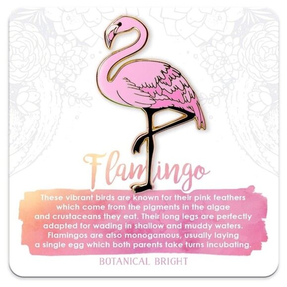 2 for $25 - NEW Flamingo Enamel Pin - Gold Plated Wildlife & Nature Jewelry‎ - Picture 1 of 2